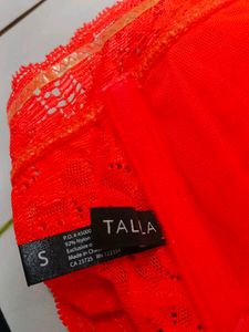 (100)Neon Orange Lace Bandeau Top