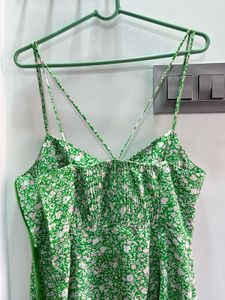 Zara Green Floral Print Midi Dress