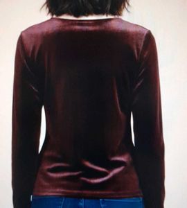 Oversized Burgundy Velvet Long Sleeve Top