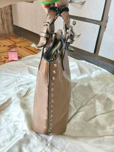 Studded Faux Leather Tote Bag