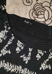 Boho Embroidered Black Midi Dress