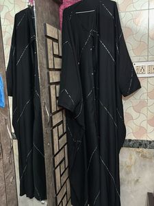Elegant Abaya with Silver Embellishments