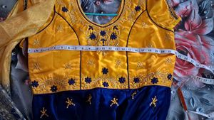 Blue and Yellow Embroidered dress