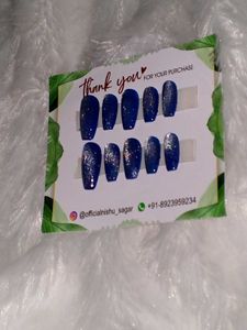 Blue Glitter Press-On Nails