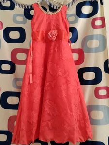 Coral Occasion Dress with Floral Detail