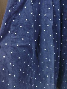 Velvet Navy Blue Polka Dot Dress