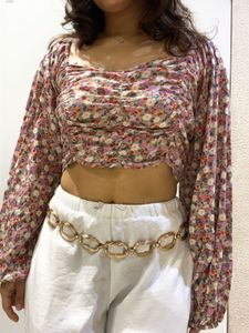 Floral Ruched Cropped Top