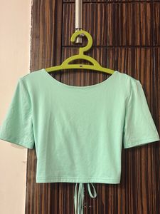 Mint Green Ruched Crop Top