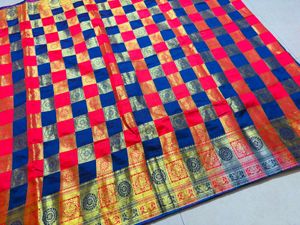 Vibrant Checkered Silk Saree