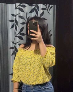 Yellow Floral Off-Shoulder Top from Hong Kong