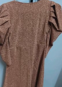 Sparkly Rose Gold Square Neck Dress