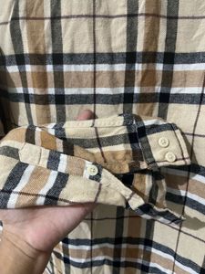 H&amp;M Regular Fit Flannel Shirt in Beige