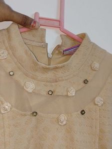 Elegant Beige Embellished Gown
