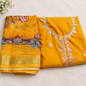 Yellow Embroidered Kurta Set with Dupatta
