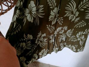 Very Beautiful Tawny Print Linen Tierd Dress