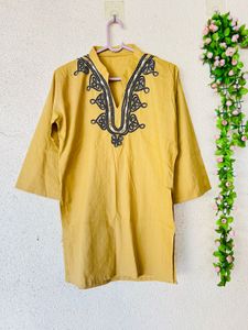 Embroidered Yellow Kurta Top