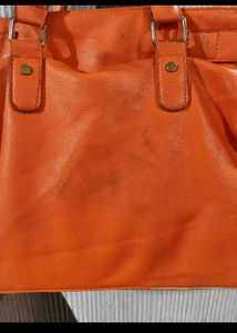 Vibrant Orange Structured Handbag