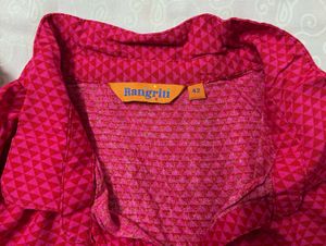 Vibrant Pink Kurta with Geometric Print