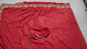 Elegant Red Embellished Saree