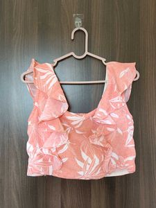 Ruffled Floral Crop Top