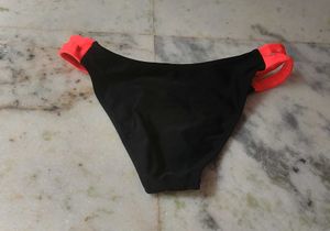 Black Bikini Bottom with Coral Accents