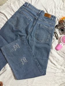 Cute Butterfly Embroidered Jeans