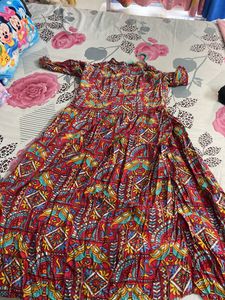 Full Flare Red Anarkali Kurta