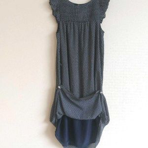 H&amp;M Navy Cap-Sleeve Ruffle Dress.
