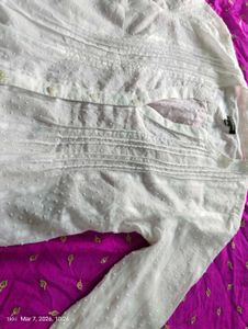 Chic White Embroidered shirt &amp; Black Pants Set