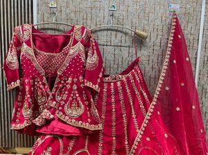 Stunning Red Embroidered Lehenga Choli Set