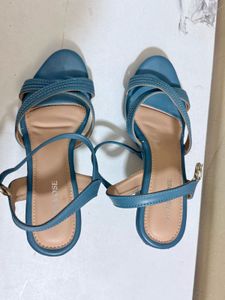 Blue Strappy Platform Heels
