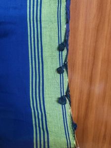 Grey and Yellow Striped Cotton Saree