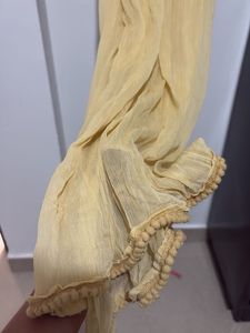 Light Yellow Dupatta with Pom-Pom Trim