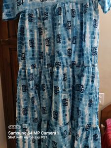 Blue &amp; White Long Gown/Kurti🦋
