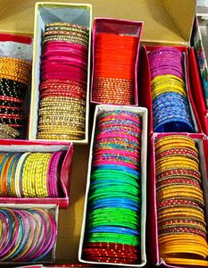 Vibrant Stack of Indian Bangles