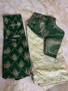 Elegant Green & Cream Lehenga Choli Set