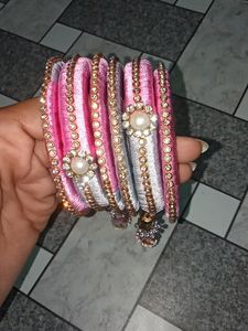 Bangles Baby Pink And Grey Colour 💫