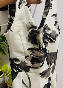 Black White Floral Print Dress