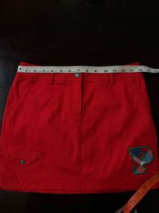 Red Mini Skirt with 'P' Emblem
