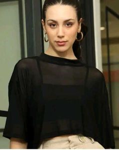high neck sheer top with cami