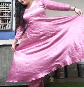 Elegant Pink Silk Kurta Set