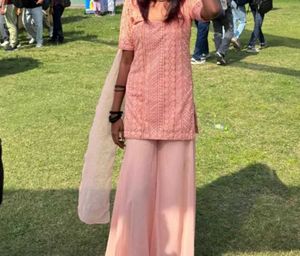 Elegant Peach Kurta Set with Palazzo