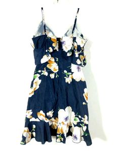 Navy Blue Floral ruffle dress