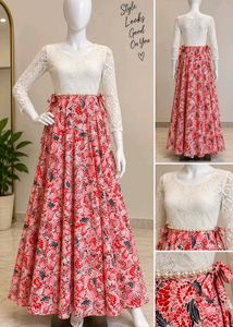 Elegant Floral Print Maxi Gown