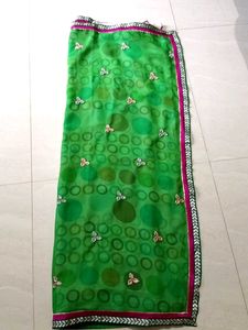 Beautiful Green Saree with Embellishments