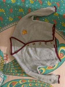 Cute Grey Button-Up Cardigan