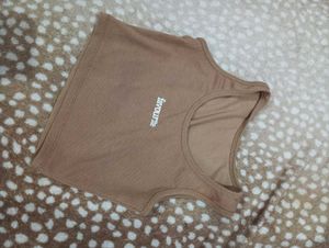 Brown Y2k Crop Tank Top