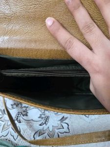 Brown Faux Leather Saddle Bag