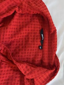 Vibrant Red Textured Shirt