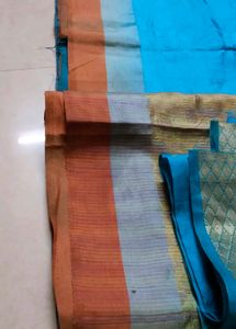 Beautiful Blue Saree with Floral Print